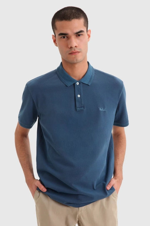 Polo Uomo in cotone effetto vintage Blu WOOLRICH- Francavilla Moda